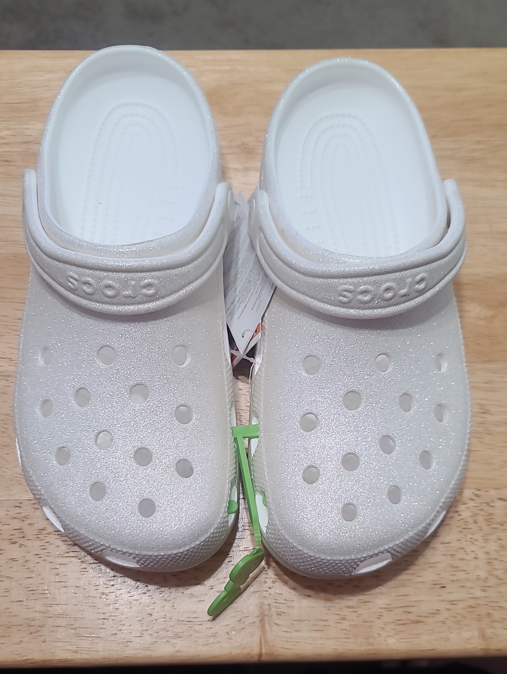 CROCS Kids Glitter Clog — White Glitter Sparkle